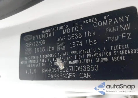 2007 Hyundai Accent Gls from USA, damaged, VIN KMHCN46C27U093853